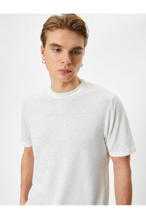 تی شرت سفید مردانه رگولار یقه گرد تکی کد 835958777