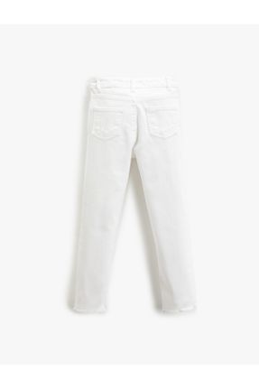 شلوار جین سفید بچه گانه فاق بلند جین اسلیم کد 749026774