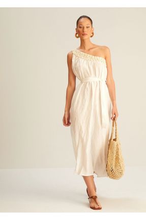 لباس سفید زنانه بافتنی پلی استر راحت تک آستین کد 843031075