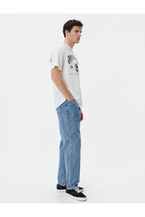 شلوار جین آبی مردانه پاچه لوله ای فاق بلند جین کد 800035886