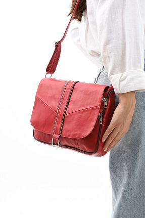 کیف دوشی قرمز زنانه چرم خالص Erzeno - کد 835945005