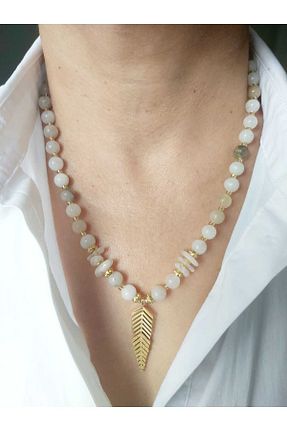 گردنبند جواهر بژ زنانه استیل ضد زنگ DEVİ fashion - کد 827403946