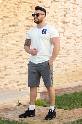 شلوارک و برمودا طوسی مردانه Straight Azıcık Akıllı - کد 96496549