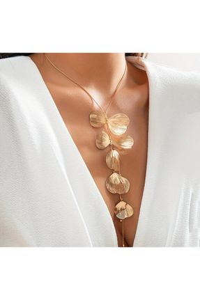 گردنبند جواهر طلائی زنانه استیل ضد زنگ کد 842547221