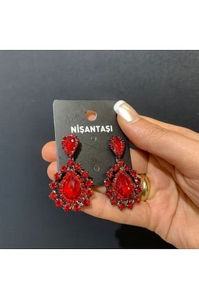 گوشواره جواهر قرمز سنگ طبیعی BEYOĞLU NİŞANTAŞI - کد 809738143