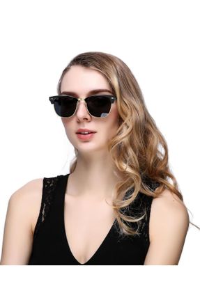 عینک آفتابی مشکی زنانه 52 UV400 فلزی مات بیضی کد 833909895