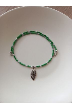 گردنبند جواهر سبز زنانه روکش نقره milaçelik tasarım - کد 347838422