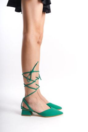 کفش پاشنه بلند کلاسیک سبز زنانه پارچه نساجی پاشنه ضخیم پاشنه کوتاه ( 4 - 1 cm ) کد 818186568