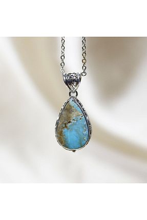 گردنبند نقره فیروزه ای زنانه 925 عیار ILGIN DOĞAL TAŞ TAKI - کد 842047725