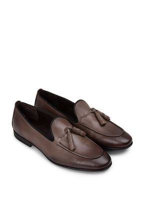 کفش لوفر قهوه ای مردانه چرم طبیعی پاشنه کوتاه ( 4 - 1 cm ) کد 824716661