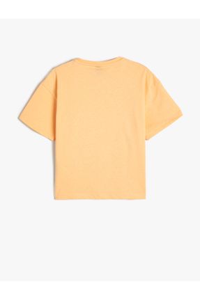 تی شرت نارنجی بچه گانه رگولار یقه گرد تکی کد 829237532