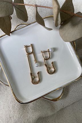 گوشواره استیل (فولاد) طلائی زنانه استیل ضد زنگ fuya design - کد 844405282