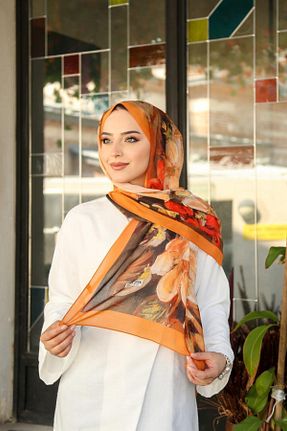 شال نارنجی زنانه ابریشم Hint İpek - کد 844420166
