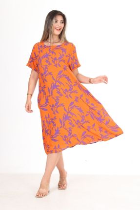 لباس نارنجی زنانه ویسکون سایز بزرگ پارچه کد 842951993