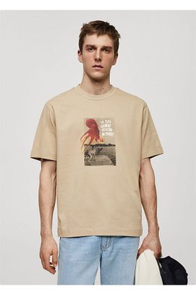 تیشرت بژ مردانه Relaxed MANGO Man - کد 824224209