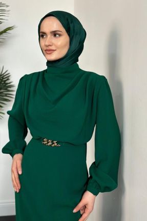 لباس مجلسی سبز زنانه آستین استاندارد رگولار کد 825910077