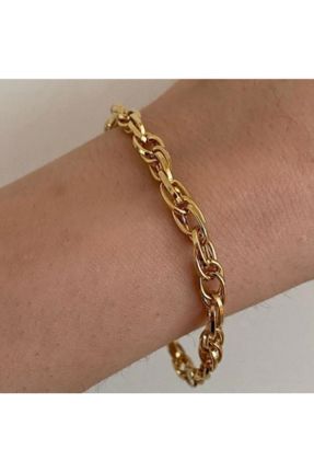دستبند استیل طلائی زنانه فولاد ( استیل ) کد 242062297