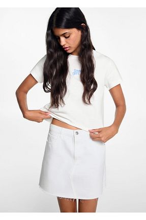 دامن سفید زنانه پنبه ای MANGO Teen - کد 823983184