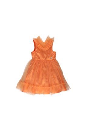 لباس نارنجی بچه گانه بافتنی تور رگولار آستین-بلند کد 686140005