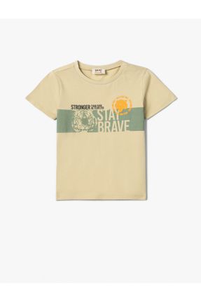 تی شرت نباتی بچه گانه رگولار یقه گرد پنبه (نخی) کد 822141584