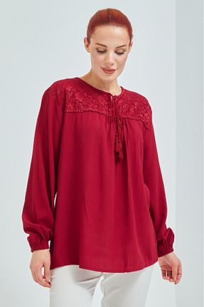 بلوز حجاب زرشکی زنانه ویسکون Genel Markalar - کد 817705003
