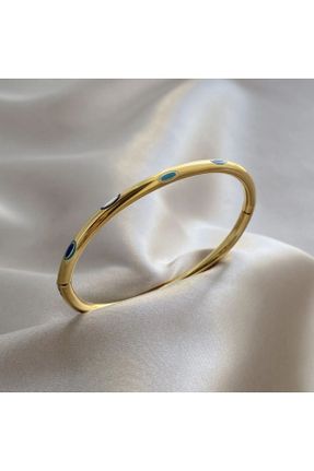 دستبند استیل طلائی زنانه فولاد ( استیل ) کد 836066487