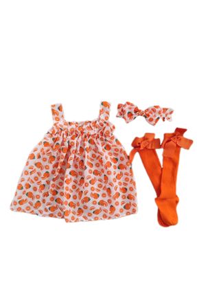 لباس نارنجی بچه گانه بافتنی رگولار بند دار کد 290745703