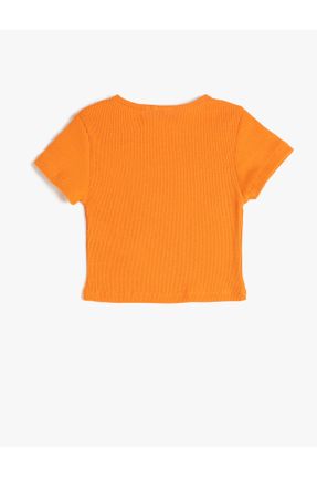 تی شرت نارنجی بچه گانه یقه گرد تکی کد 659065535