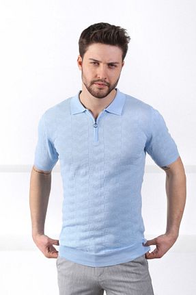 پولوشرت آبی مردانه %100 پنبه Ferraro - کد 37183169