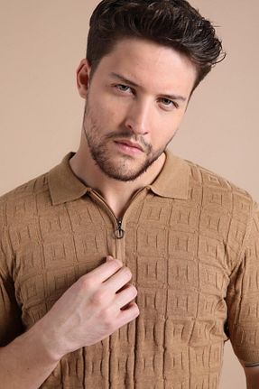 پولوشرت قهوه ای مردانه %100 پنبه Ferraro - کد 37183196