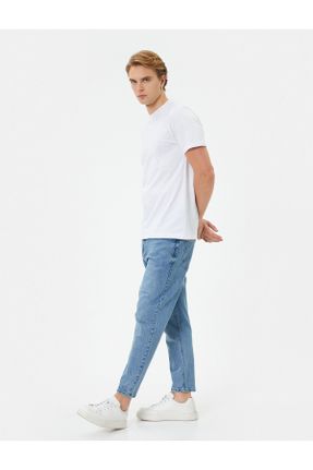 شلوار جین آبی مردانه پاچه تنگ جین کاپری کد 799998553