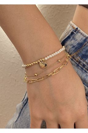 دستبند جواهر طلائی زنانه برنز کد 778392613