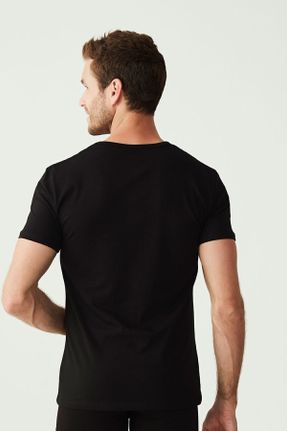تی شرت مشکی مردانه رگولار یقه هفت 2