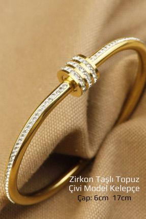 دستبند استیل طلائی زنانه استیل ضد زنگ کد 800809718