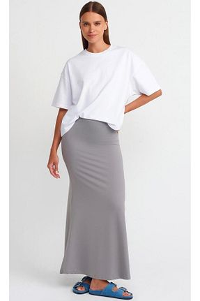 دامن طوسی زنانه پارچه Özgürbutik - کد 844296402