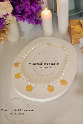 گردنبند جواهر طلائی زنانه مروارید MinimalistTasarım - کد 839381655