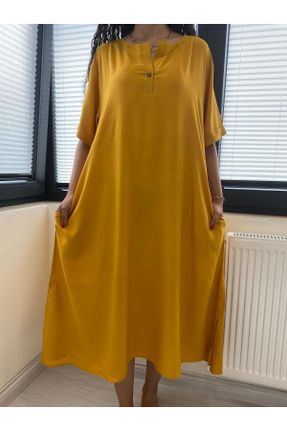 لباس زرد زنانه ویسکون اورسایز کد 840446962