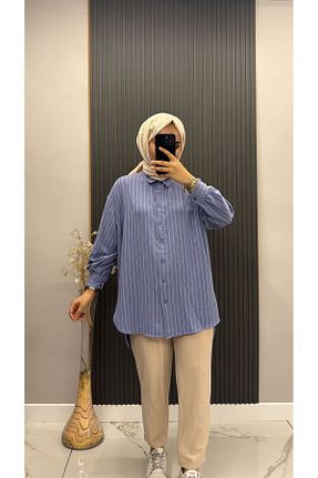 پیراهن حجاب سرمه ای زنانه اورسایز Eylül - کد 844348845