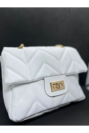 کیف دوشی سفید زنانه چرم مصنوعی Stylemoda - کد 844340599