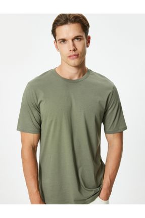 تی شرت خاکی مردانه رگولار یقه گرد تکی کد 831903548