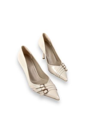 کفش پاشنه بلند کلاسیک بژ زنانه چرم لاکی پاشنه ساده پاشنه متوسط ( 5 - 9 cm ) کد 817364470