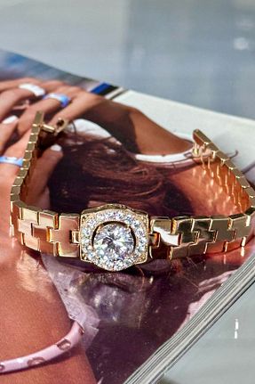 دستبند جواهر طلائی زنانه زیرکن Trendy Butik - کد 844445121