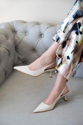 کفش پاشنه بلند کلاسیک بژ زنانه پاشنه نازک پاشنه متوسط ( 5 - 9 cm ) کد 681123744