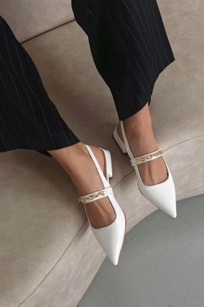 کفش پاشنه بلند کلاسیک سفید زنانه پاشنه ضخیم پاشنه کوتاه ( 4 - 1 cm ) کد 723199493