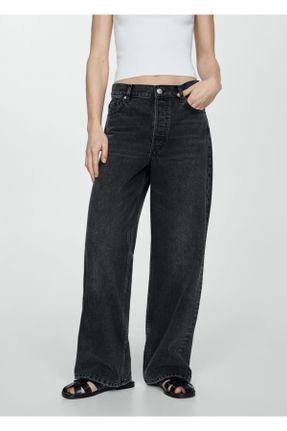 شلوار جین مشکی زنانه پاچه رگولار استاندارد کد 793159818