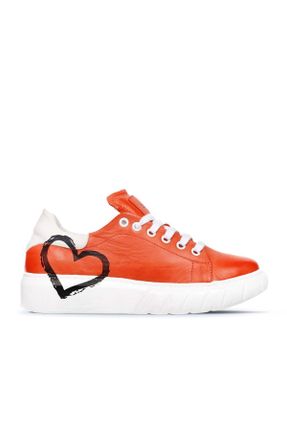 کفش اسنیکر نارنجی زنانه چرم طبیعی چرم کد 40404915