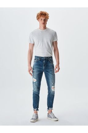 شلوار جین آبی مردانه پاچه تنگ فاق افتاده جین استاندارد کد 154770224