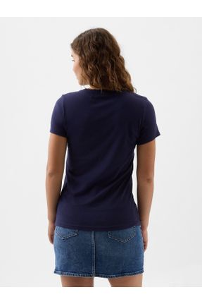 تی شرت سرمه ای زنانه رگولار یقه خدمه تکی بیسیک کد 36318094