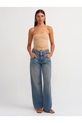 شلوار جین آبی زنانه فاق بلند جوان بلند کد 834077476