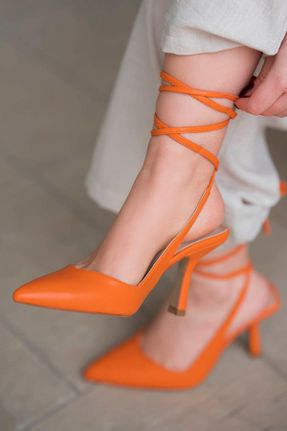 کفش پاشنه بلند کلاسیک نارنجی زنانه چرم مصنوعی پاشنه نازک پاشنه متوسط ( 5 - 9 cm ) کد 683186529